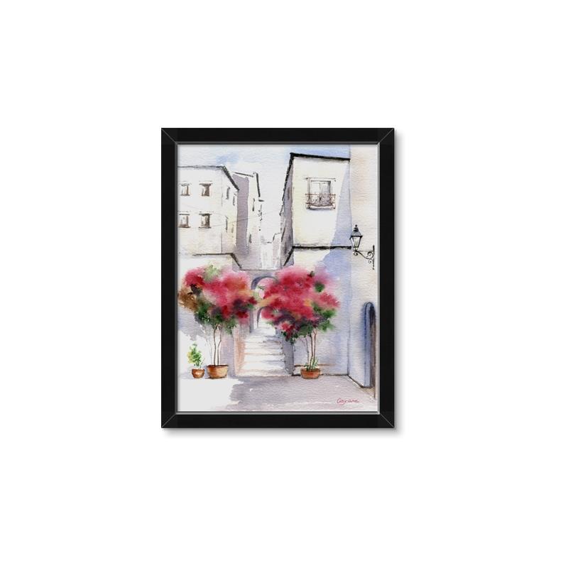 Picture of Red Floral Buildings _GroupedProduct_Rectangle_Portrait_Framed_Matted_