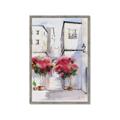 Picture of Red Floral Buildings _GroupedProduct_Rectangle_Portrait_Framed_Matted_