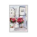 Picture of Red Floral Buildings _GroupedProduct_Rectangle_Portrait_Framed_Matted_