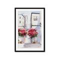 Picture of Red Floral Buildings _GroupedProduct_Rectangle_Portrait_Framed_Matted_