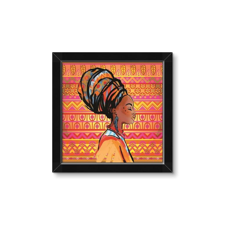 Picture of African Woman on Orange  _GroupedProduct_Square_Framed_Matted_