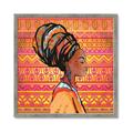 Picture of African Woman on Orange  _GroupedProduct_Square_Framed_Matted_