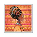 Picture of African Woman on Orange  _GroupedProduct_Square_Framed_Matted_