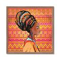 Picture of African Woman on Orange  _GroupedProduct_Square_Framed_Matted_