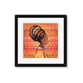 Picture of African Woman on Orange  _GroupedProduct_Square_Framed_Matted_