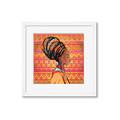Picture of African Woman on Orange  _GroupedProduct_Square_Framed_Matted_