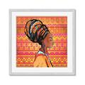 Picture of African Woman on Orange  _GroupedProduct_Square_Framed_Matted_