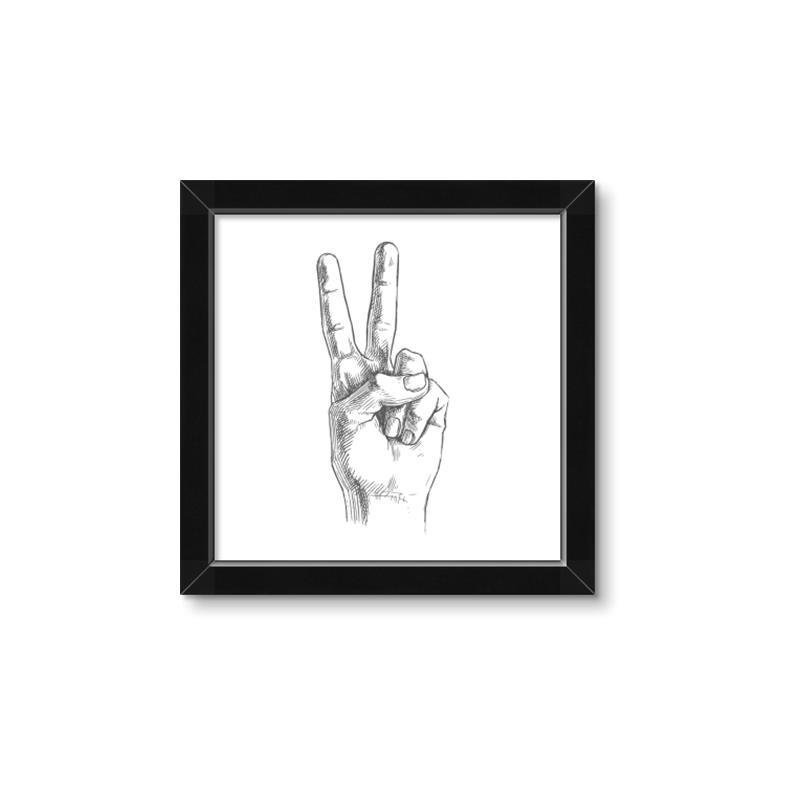 Picture of Peace Sign Hand _GroupedProduct_Square_Framed_Matted_