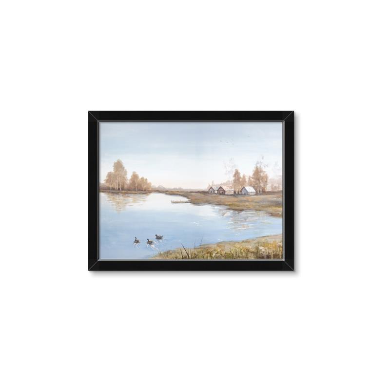 Picture of Three Cabin And Loons _GroupedProduct_Rectangle_Landscape_Framed_Matted_