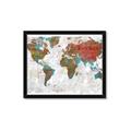 Picture of Newspaper World map  _GroupedProduct_Rectangle_Landscape_Framed_Matted_