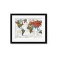 Picture of Newspaper World map  _GroupedProduct_Rectangle_Landscape_Framed_Matted_