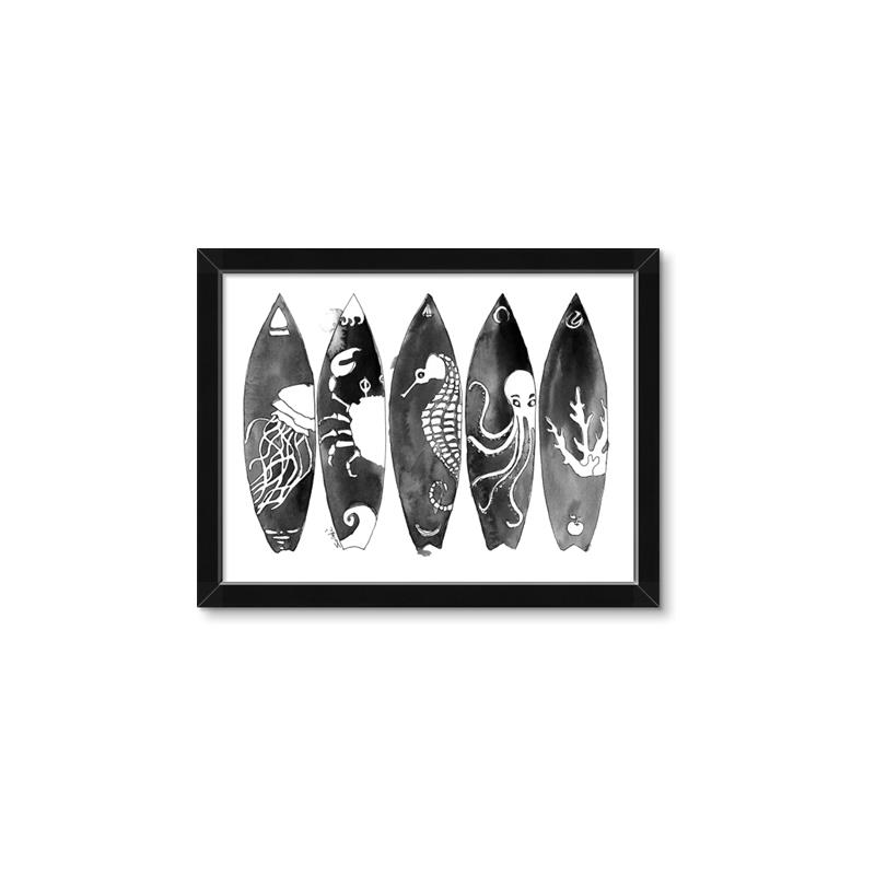 Picture of B&W Surfboards _GroupedProduct_Rectangle_Landscape_Framed_Matted_