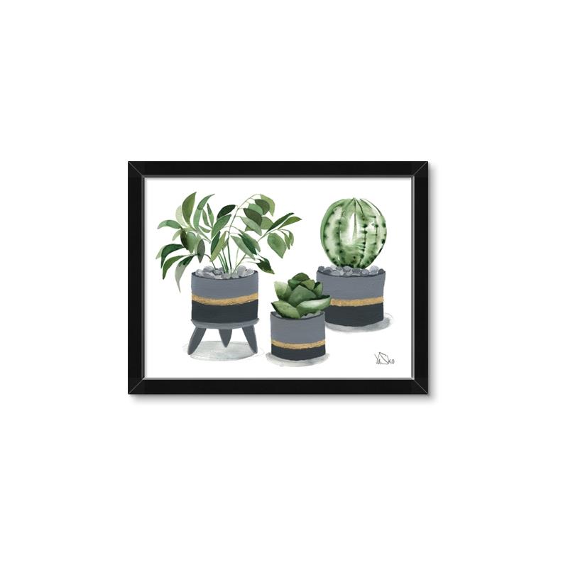 Picture of Plants in Grey vases _GroupedProduct_Rectangle_Landscape_Framed_Matted_