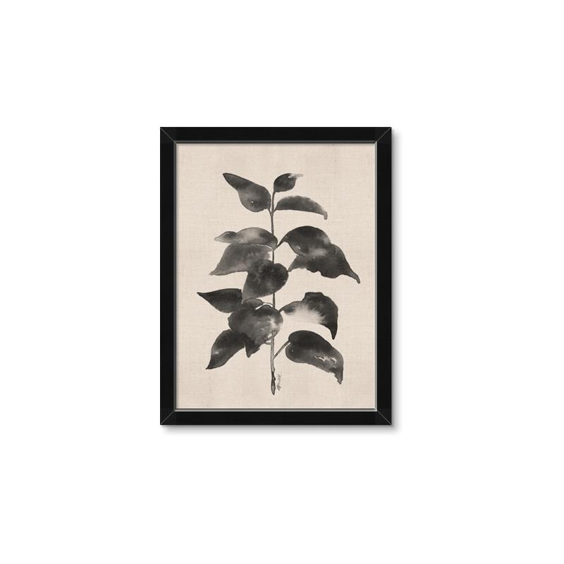 Picture of Black Linen Leaves II _GroupedProduct_Rectangle_Portrait_Framed_Matted_