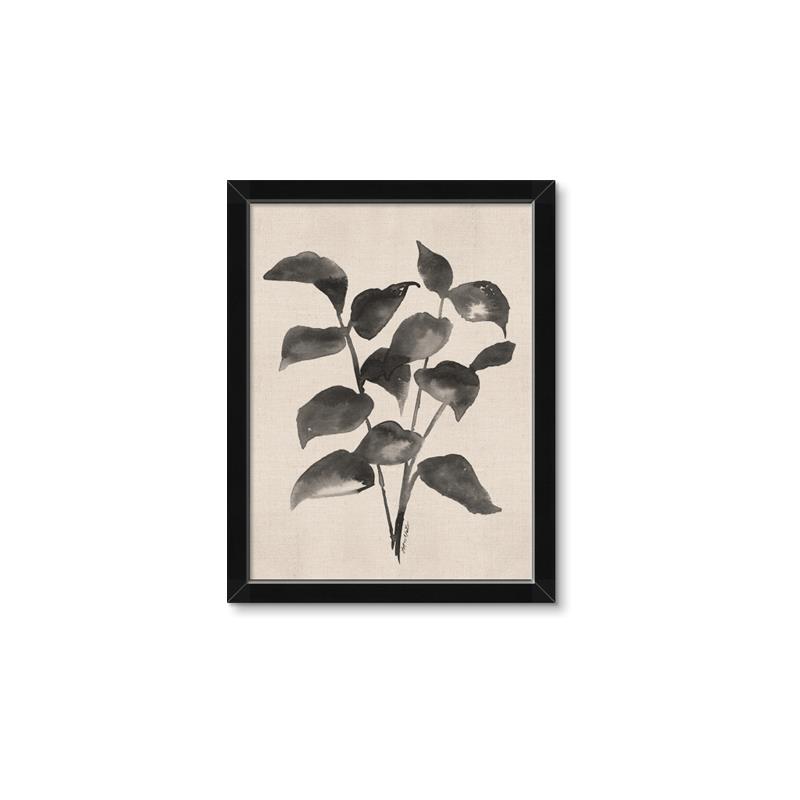 Picture of Black Linen Leaves IV _GroupedProduct_Rectangle_Portrait_Framed_Matted_