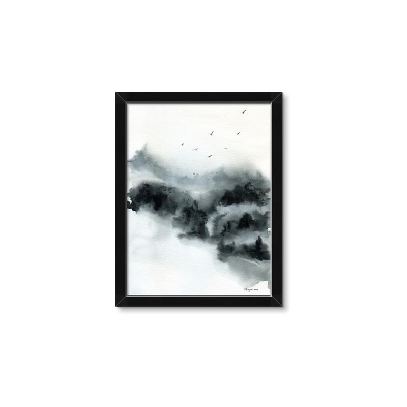 Picture of Misty Forest with Birds _GroupedProduct_Rectangle_Portrait_Framed_Matted_