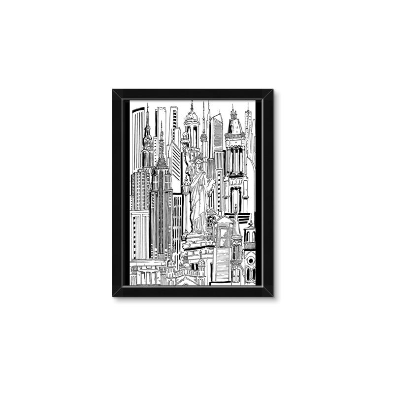 Picture of City Sketch II _GroupedProduct_Rectangle_Portrait_Framed_Matted_
