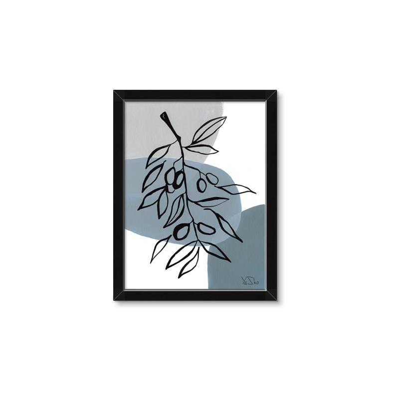 Picture of Blue Geo with Leaves II  _GroupedProduct_Rectangle_Portrait_Framed_Matted_