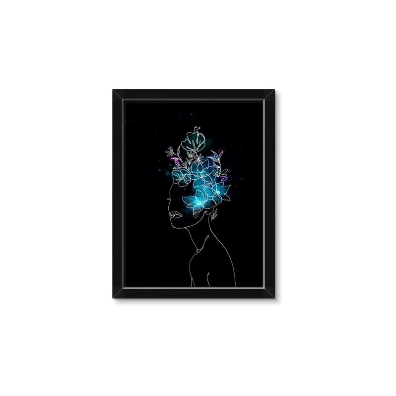 Picture of Neon Flower Girl on Black  _GroupedProduct_Rectangle_Portrait_Framed_Matted_