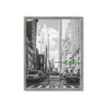 Picture of Big Cat on street of NY _GroupedProduct_Rectangle_Portrait_Framed_Matted_