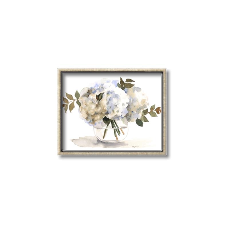 Picture of White Hydrangea in a Vase _GroupedProduct_Rectangle_Landscape_Canvas_Framed_