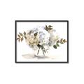 Picture of White Hydrangea in a Vase _GroupedProduct_Rectangle_Landscape_Canvas_Framed_
