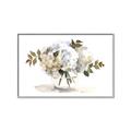 Picture of White Hydrangea in a Vase _GroupedProduct_Rectangle_Landscape_Canvas_Framed_