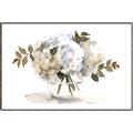 Picture of White Hydrangea in a Vase _GroupedProduct_Rectangle_Landscape_Canvas_Framed_
