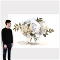 Picture of White Hydrangea in a Vase _GroupedProduct_Rectangle_Landscape_Canvas_