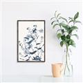 Picture of Blue Flower Sketch I _GroupedProduct_Rectangle_Portrait_Canvas_Framed_