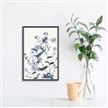 Picture of Blue Flower Sketch I _GroupedProduct_Rectangle_Portrait_Canvas_Framed_