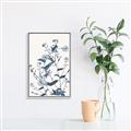 Picture of Blue Flower Sketch I _GroupedProduct_Rectangle_Portrait_Canvas_Framed_