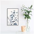 Picture of Blue Flower Sketch I _GroupedProduct_Rectangle_Portrait_Canvas_Framed_