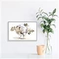 Picture of White Hydrangea in a Vase _GroupedProduct_Rectangle_Landscape_Canvas_Framed_