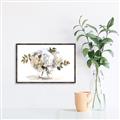Picture of White Hydrangea in a Vase _GroupedProduct_Rectangle_Landscape_Canvas_Framed_