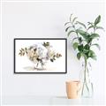 Picture of White Hydrangea in a Vase _GroupedProduct_Rectangle_Landscape_Canvas_Framed_