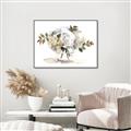 Picture of White Hydrangea in a Vase _GroupedProduct_Rectangle_Landscape_Canvas_Framed_