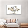 Picture of White Hydrangea in a Vase _GroupedProduct_Rectangle_Landscape_Canvas_Framed_