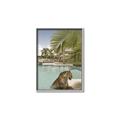 Picture of Gepard in water _GroupedProduct_Rectangle_Portrait_Canvas_Framed_