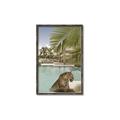 Picture of Gepard in water _GroupedProduct_Rectangle_Portrait_Canvas_Framed_