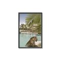 Picture of Gepard in water _GroupedProduct_Rectangle_Portrait_Canvas_Framed_