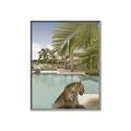Picture of Gepard in water _GroupedProduct_Rectangle_Portrait_Canvas_Framed_