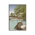 Picture of Gepard in water _GroupedProduct_Rectangle_Portrait_Canvas_Framed_