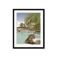 Picture of Gepard in water _GroupedProduct_Rectangle_Portrait_Framed_Matted_