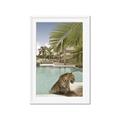Picture of Gepard in water _GroupedProduct_Rectangle_Portrait_Framed_Matted_