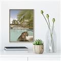 Picture of Gepard in water _GroupedProduct_Rectangle_Portrait_Canvas_Framed_