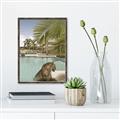 Picture of Gepard in water _GroupedProduct_Rectangle_Portrait_Canvas_Framed_
