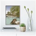 Picture of Gepard in water _GroupedProduct_Rectangle_Portrait_Canvas_Framed_