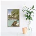 Picture of Gepard in water _GroupedProduct_Rectangle_Portrait_Canvas_Framed_