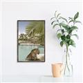 Picture of Gepard in water _GroupedProduct_Rectangle_Portrait_Canvas_Framed_